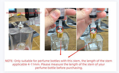 MUB adaptador extracción plástico, genera sello hermético durante la transferencia de perfume.