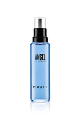 Mugler Angel Recarga: botella elegante para uso diario, aroma ámbar y notas florales.