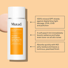 Murad City Skin Defense SPF50 — crème visage texture légère, application facile et rapide.