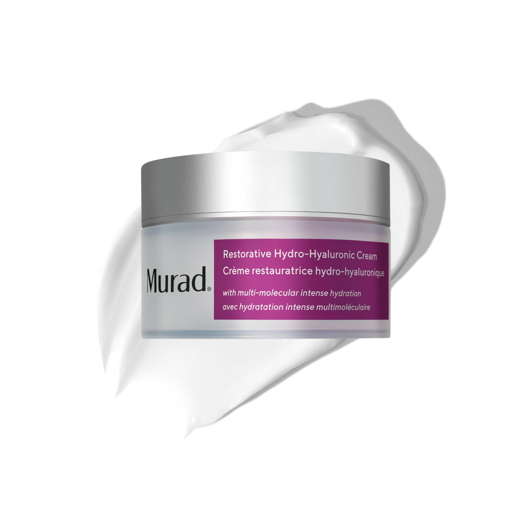 Murad crema facial hidro-hialuronica, bote-frente: hidratación profunda para piel seca.
