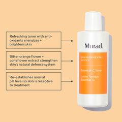 Tónico Murad Essential-C, aplicación con almohadilla, hidrata y equilibra la piel.