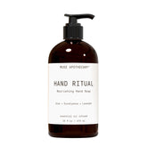 Muse Apothecary Hand Ritual: botella frontal, aroma suave para uso diario