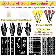 MuseLuxe tintas marrón y negro para tatuajes temporales duraderos