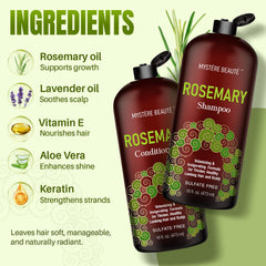 Ingrediente romero y aceites para aroma revitalizante y nutrición capilar.