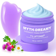 MythosFlow crema nocturna tonificante, envase elegante para uso diario.