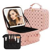 Myuren bolsa de maquillaje de viaje con espejo LED 360° para retoques.