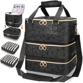 MZTXY organizador uñas tres capas con compartimentos, ideal para viaje.