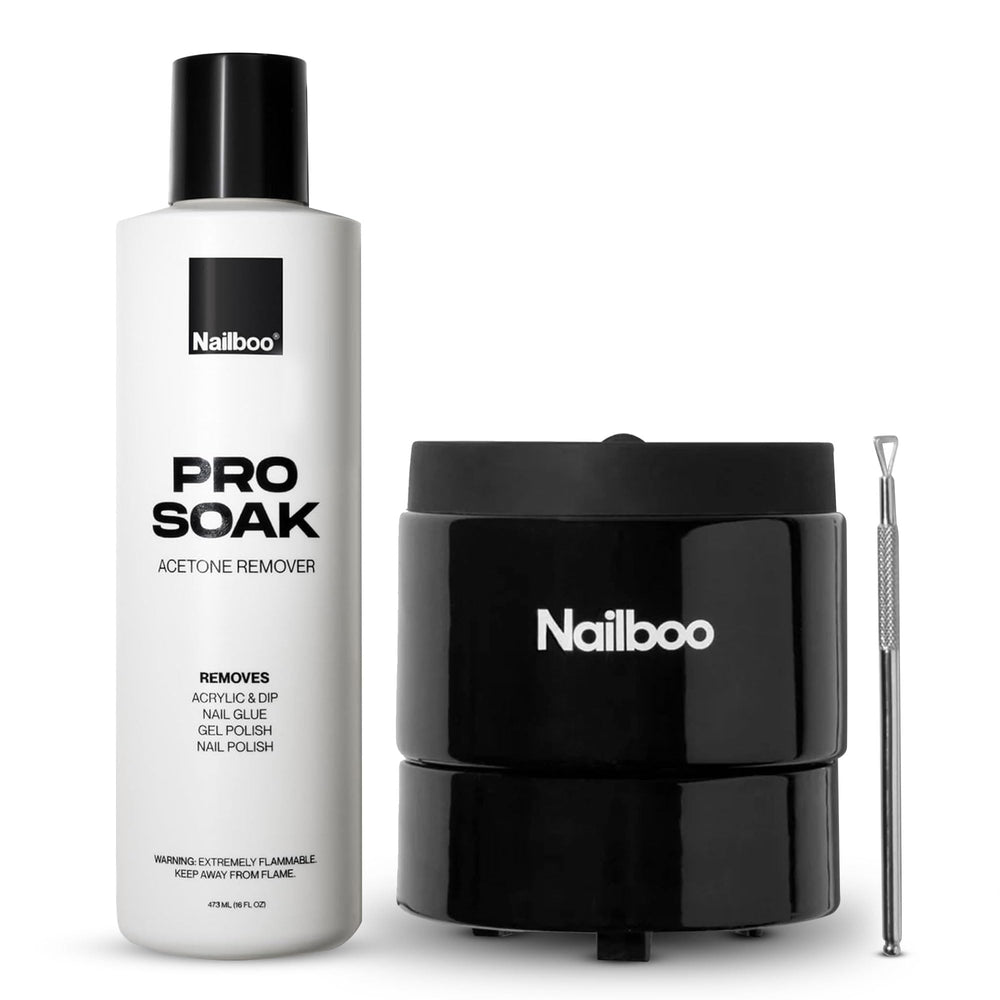 Nailboo acetona pura en botella de 16 oz para uso doméstico.