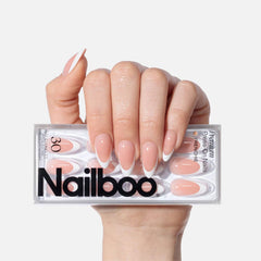 Nailboo Frenchie press-on nails on hand with strong hold for daily wear