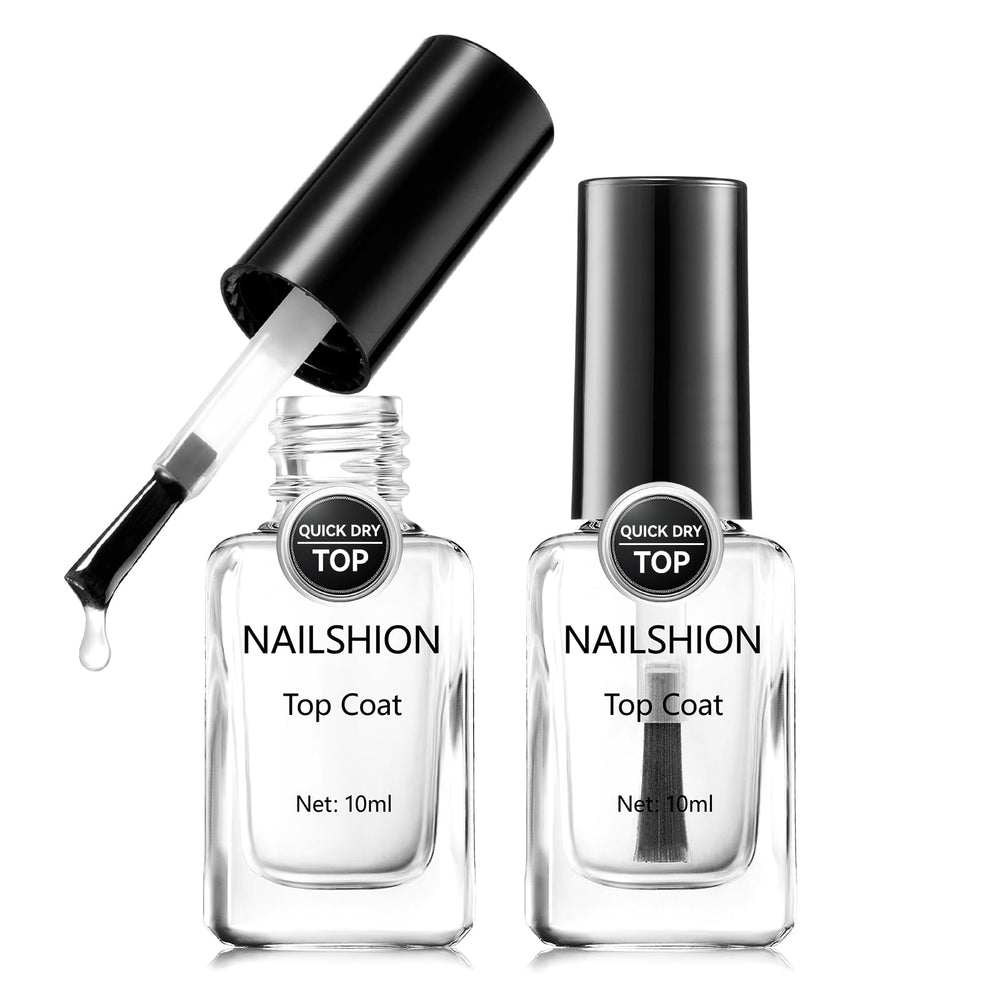 Nailshion Capa Superior secado rápido para uñas, acabado brillante.