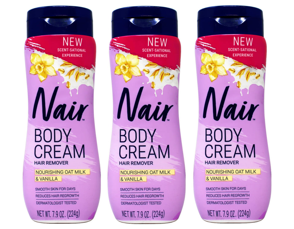 Nair crema corporal remover pelo con avena y vainilla, piel suave tras la aplicación