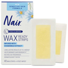 Nair tiras sin tintes ni fragancias para depilación suave en casa.