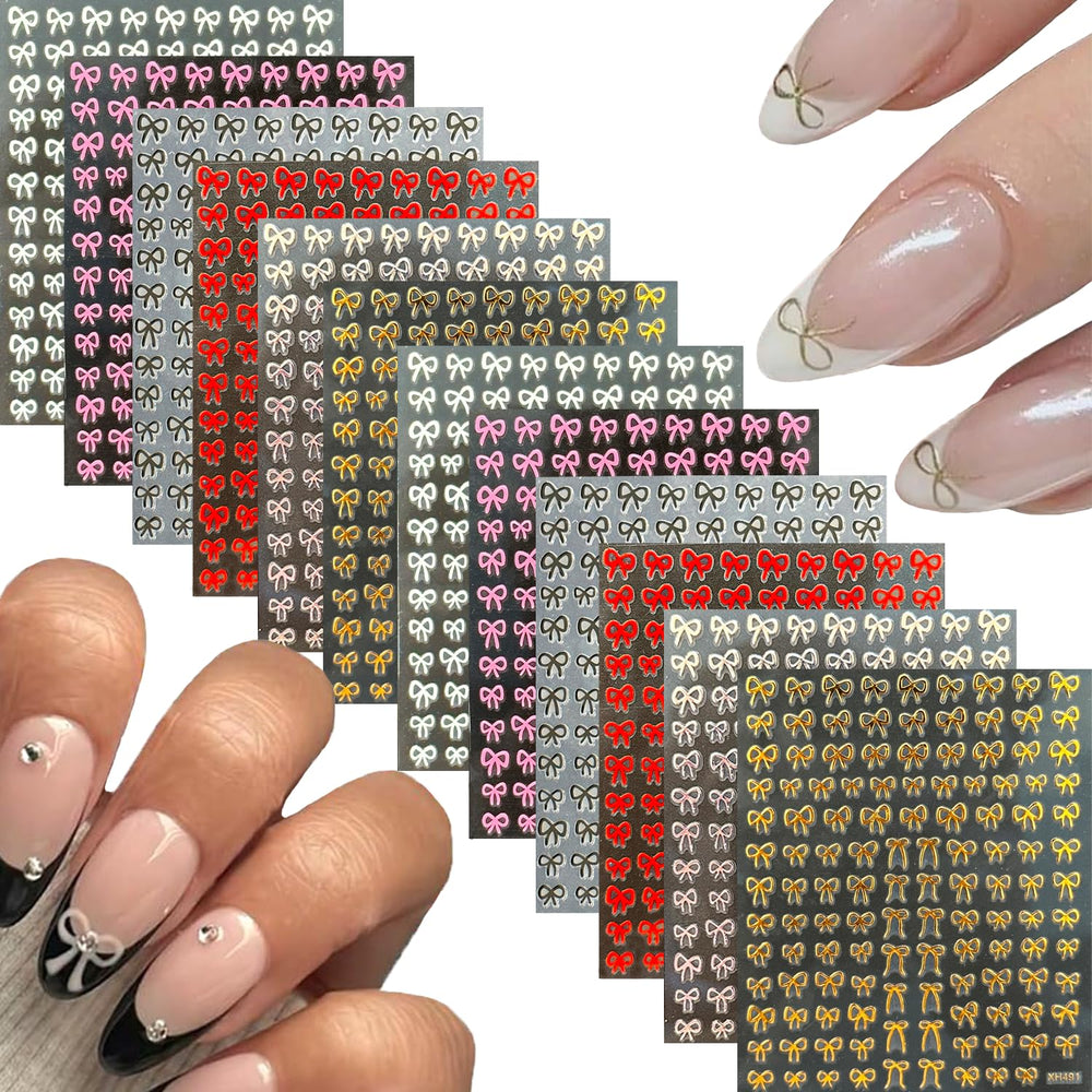 Namrec pegatinas lazo uñas 3D blancas para uñas elegantes y duraderas