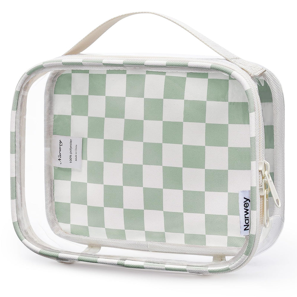 Narwey bolsa de aseo transparente para viaje, vista frontal, ver productos de un vistazo