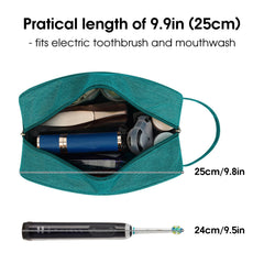 Narwey bolsa de aseo turquesa lateral: acceso fácil a cosméticos e higiene.