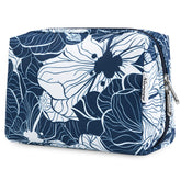 Narwey bolsa maquillaje grande azul loto, ideal para viajes y organización diaria.