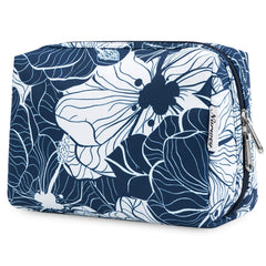 Narwey bolsa maquillaje grande azul loto, ideal para viajes y organización diaria.