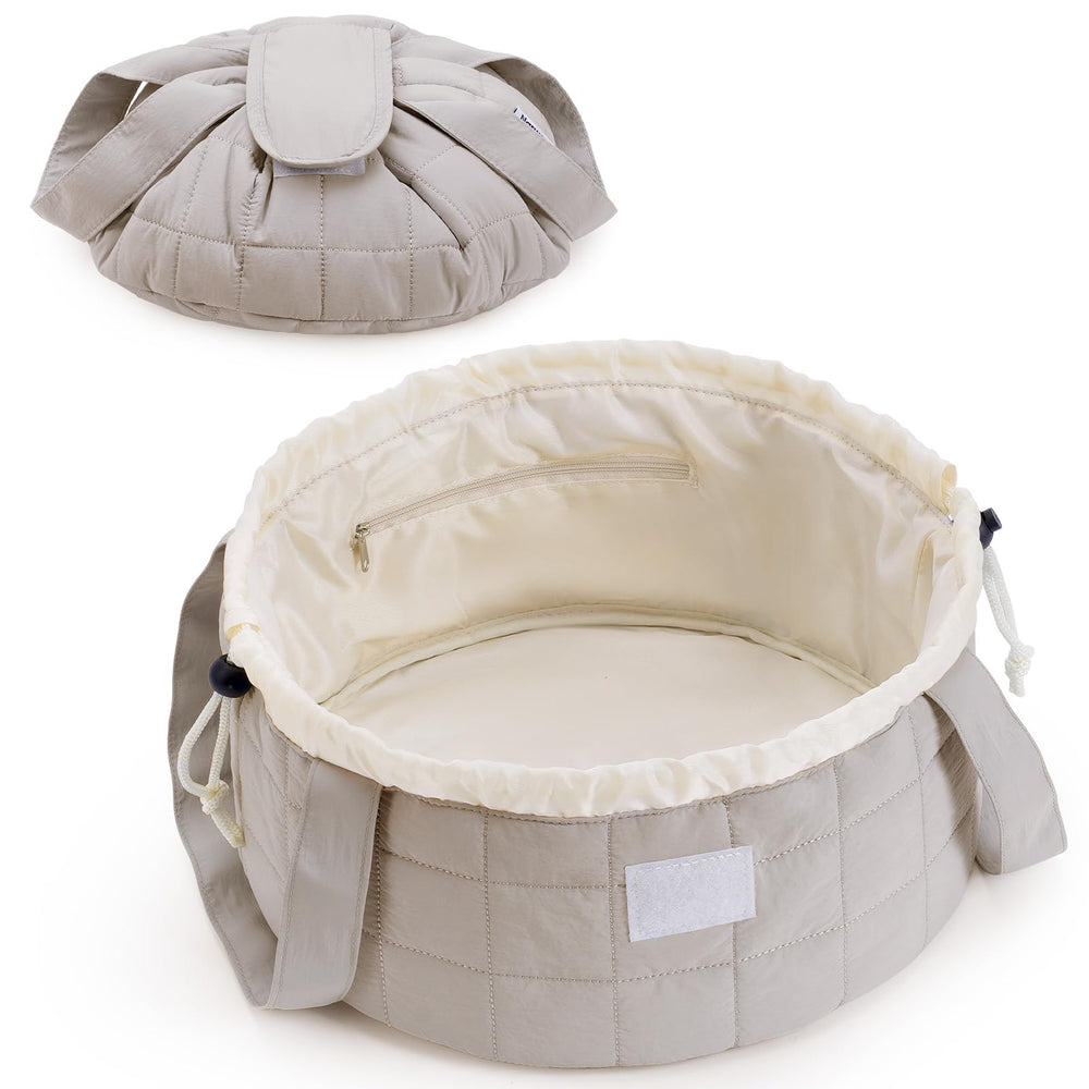 Narwey bolsa maquillaje acolchada barril para viajar y organizar cosméticos.