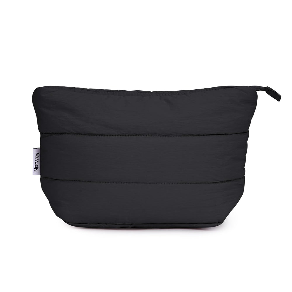 Narwey bolsa de maquillaje de viaje con frente práctico para organizar cosméticos.