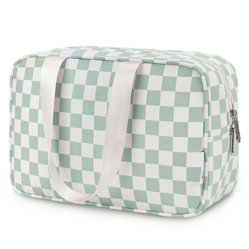 Narwey bolsa de viaje grande en cuadros mint, ordena cosméticos y aseo.