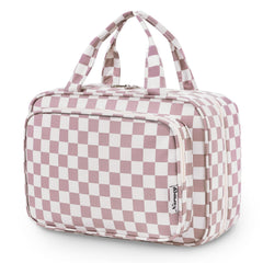 Narwey bolso-aseo-viaje-grande rosa polvoriento tablero ajedrez, ideal para organizar cosméticos