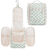 Narwey bolso de aseo viajero con diseño a cuadros menta para acceso rápido