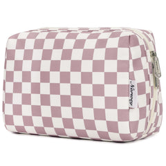 Narwey bolso maquillaje cuadros rosa con compartimentos para viaje.
