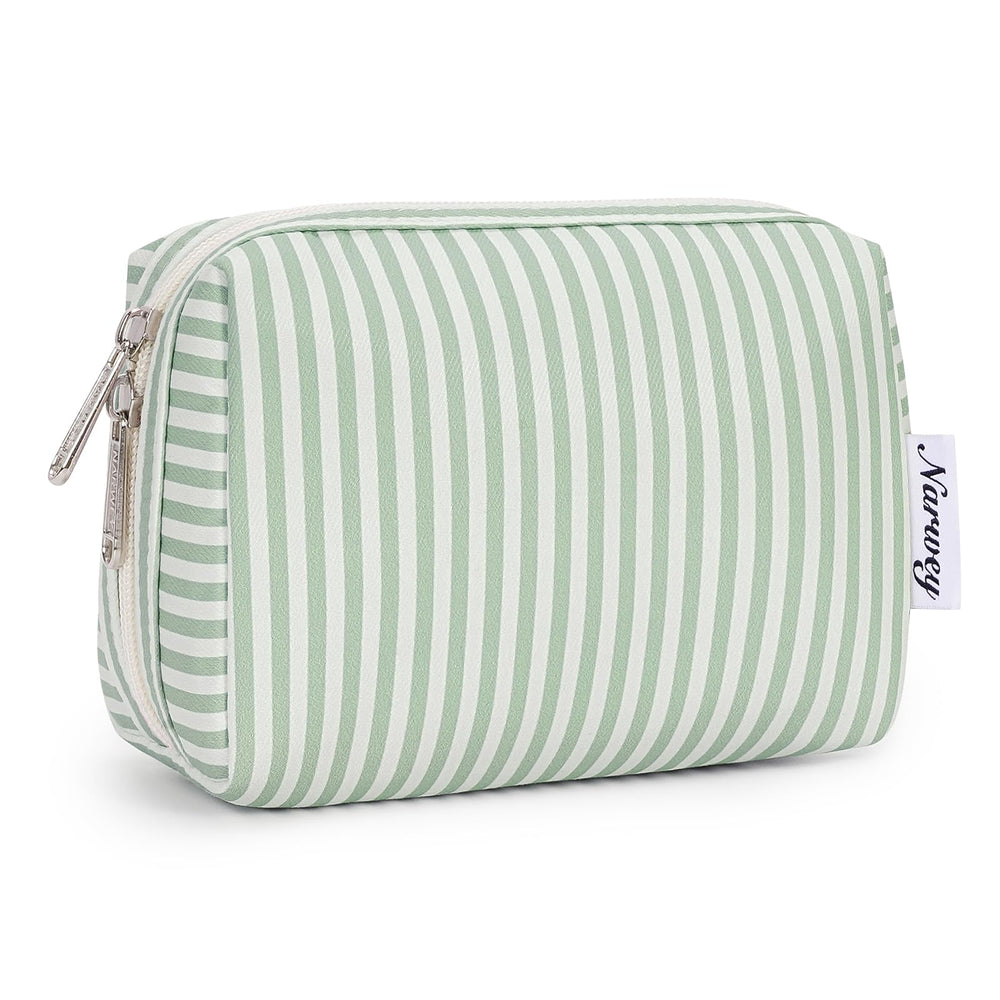 Narwey neceser mini rayas mint, compacto para bolso y maquillaje diario.