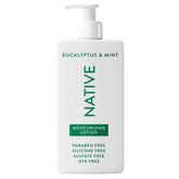 Loción corporal Native, botella-relajante para piel suave y confort.