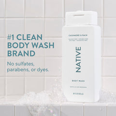 Native Body Wash usa ingredientes naturales para una limpieza suave sin irritantes.