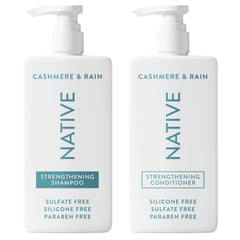 Native Cachemira y Lluvia Shampoo en botella frontal, limpieza suave para cabello normal.