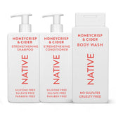 Native champú y acondicionador con miel crujiente y sidra para cabello fortalecido