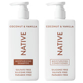 Native shampoing coco vanille: flacon élégant pour une routine hydratante.