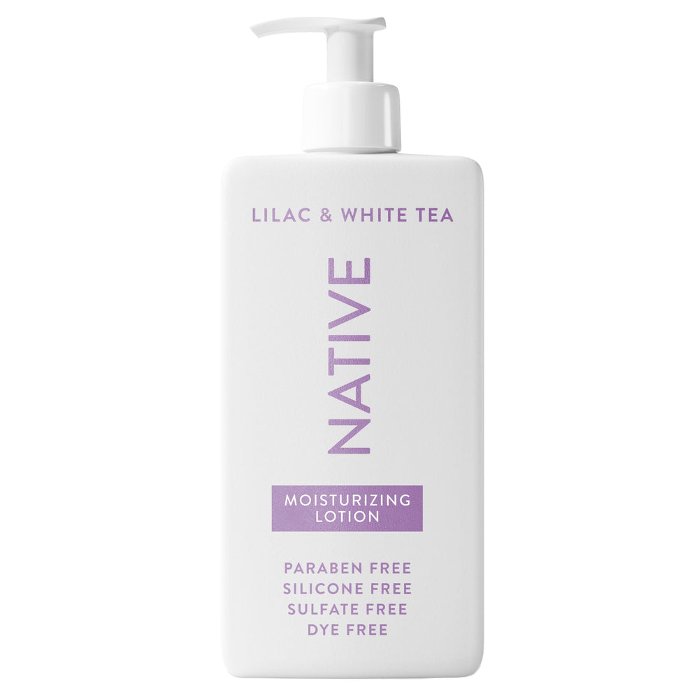 Native crema corporal en botella, ofrece hidratación suave para piel seca.