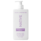 Native crema corporal en botella, ofrece hidratación suave para piel seca.
