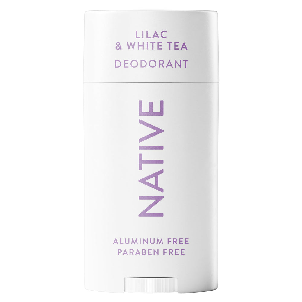 Desodorante Native en envase lilas y te blanco, protección diaria.