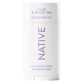 Desodorante Native en envase lilas y te blanco, protección diaria.