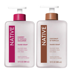 Native hand soap duo bottle featuring Cherry & Vanilla Macaron for refined wash