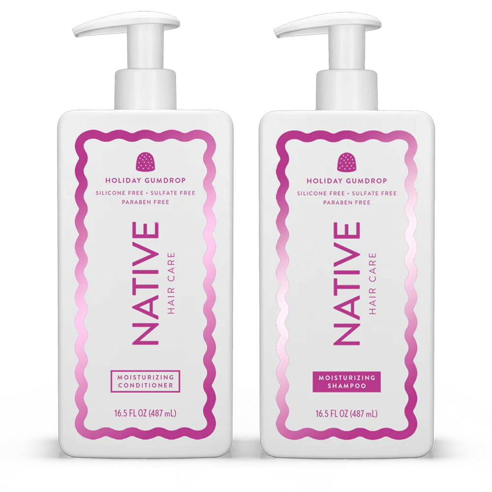Native Holiday Gumdrop Shampoo bouteille: lavage doux sans sulfates pour cheveux propres.