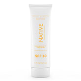 Protector solar Native SPF 30, vista frontal del tubo, protección suave para piel sensible.