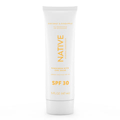 Protector solar Native SPF 30, vista frontal del tubo, protección suave para piel sensible.