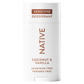 Native Sensitive Desodorante envase frontal, diseño limpio para uso diario
