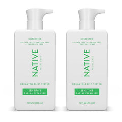 Native limpiador facial sensible con botella de 12 onzas para una limpieza suave.