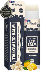 Bálsamo labial Natrulo de sebo de res con limón para hidratación duradera.