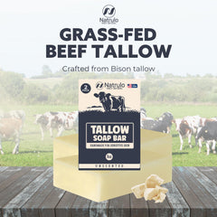 Natrulo jabón tallow, textura cremosa para uso diario.