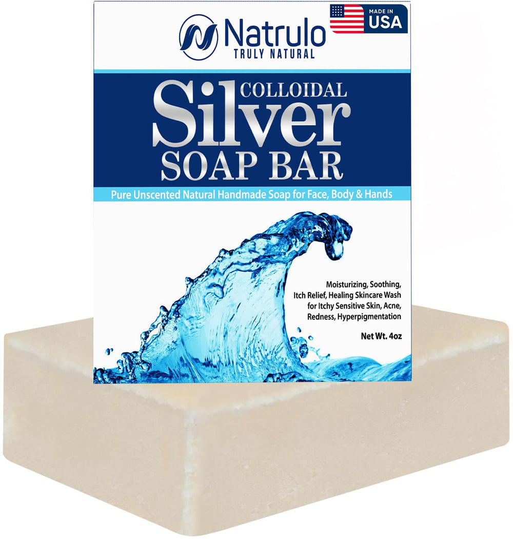 Natrulo jabón barra plata coloidal, limpieza suave para rostro y manos.