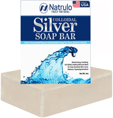 Natrulo jabón barra plata coloidal, limpieza suave para rostro y manos.