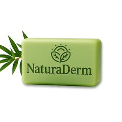 Natura Derm Jabon Facial con aceite de árbol de té, limpia y cuida piel sensible.