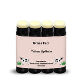 Natural Organic Storefront Beef Tallow Lip Balm four-pack front view demonstrates on-the-go hydration.