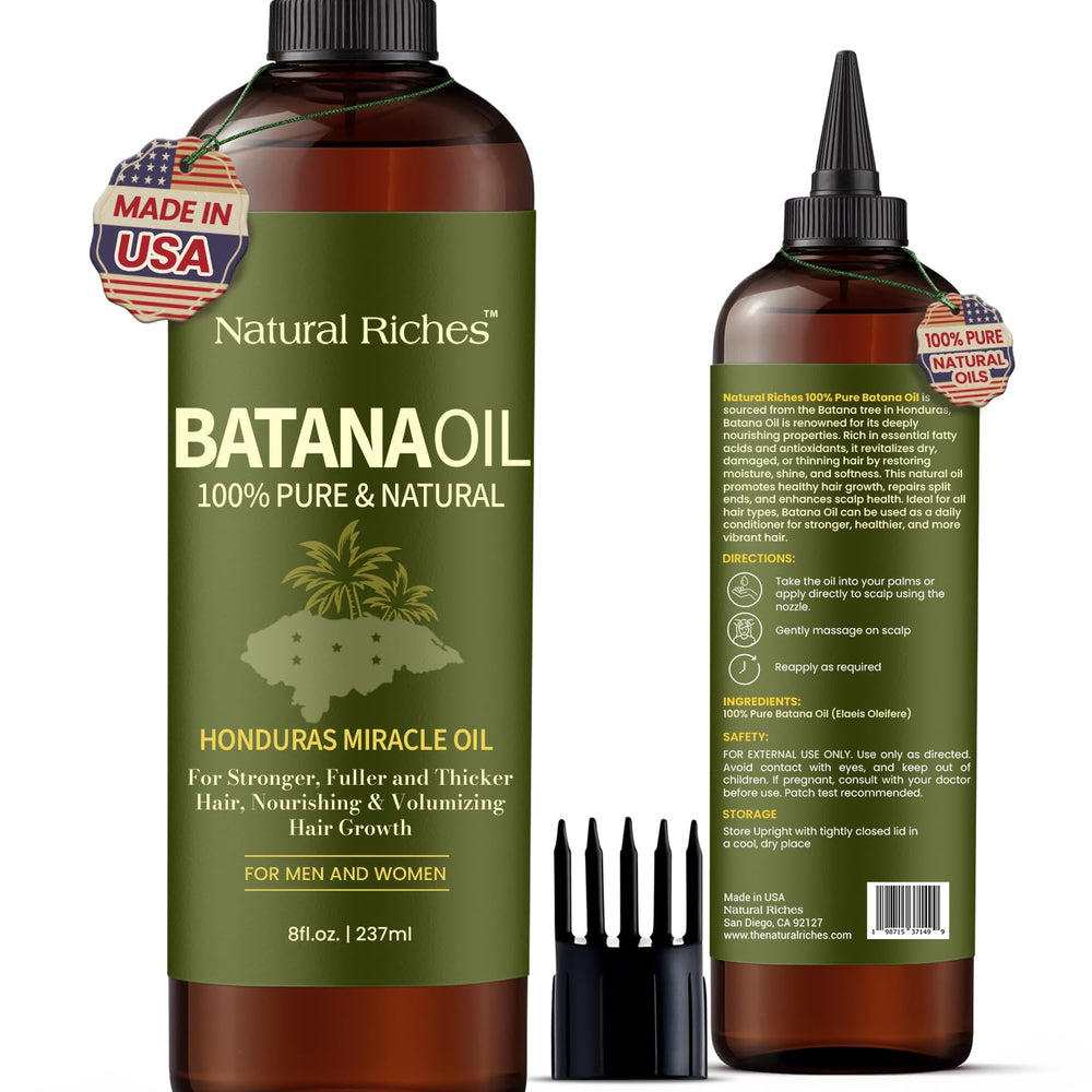 Natural Riches Batana Oil: botella con gota para una aplicación fácil